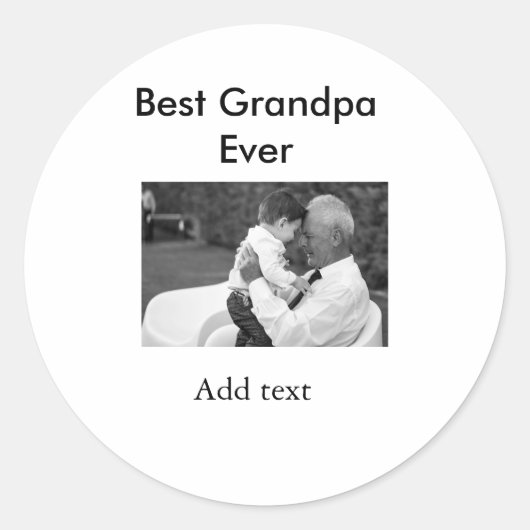 最高のGrandpa ever add photo nameクラシックエレガント ラウンドシール (正面)