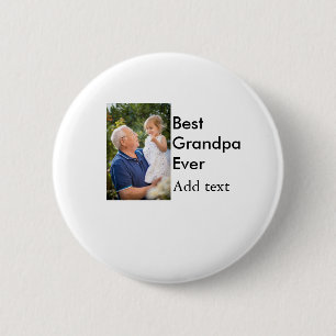 最高のGrandpa ever add photo nameクラシックエレガント 缶バッジ