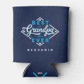 最高のGrandpa Ever Baseball Diamond Name & Monogram 缶クーラー (正面)