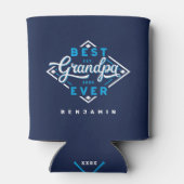 最高のGrandpa Ever Baseball Diamond Name & Monogram 缶クーラー (裏面)