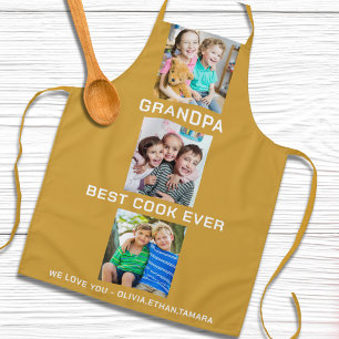 最高のGrandpa Ever Grandkids 3フォトコラージイエロー エプロン