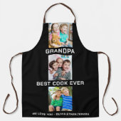 最高のGrandpa Ever Grandkids 3 Photo Collage Black エプロン (正面)
