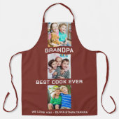最高のGrandpa Ever Grandkids 3 Photo Collage Maroon エプロン (正面)