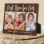 最高のGrandpa Ever Grandkids 3 Photo Collage Wood フォトプラーク<br><div class="desc">孫の複数の写真と祖父のための独自の写真ギフトを作成する。お与えパーソナライズされた孫の名前を付けたお孫さんプレゼント。お父カスタマイズ様の日、祖父母の日、クリスマスに最適な贈り物。</div>