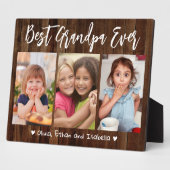 最高のGrandpa Ever Grandkids 3 Photo Collage Wood フォトプラーク (側面)