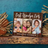最高のGrandpa Ever Grandkids 3 Photo Collage Wood フォトプラーク (側面)