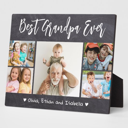 最高のGrandpa Ever Grandkids 5 Photo Chalkboard フォトプラーク (側面)
