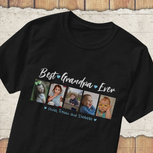 最高のGrandpa Ever Grandkids 5 Photo Collage Black Tシャツ