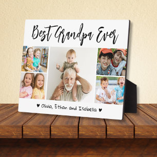 最高のGrandpa Ever Grandkids 5 Photo Collage White フォトプラーク