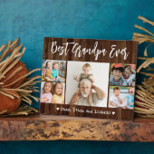 最高のGrandpa Ever Grandkids 5 Photo Collage Wood フォトプラーク (側面)