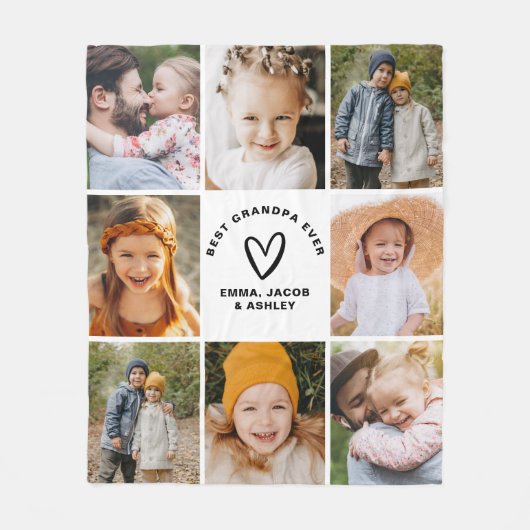 最高のGrandpa Ever Instagramフォトコラージュ フリースブランケット (正面)