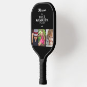 最高のGrandpa Ever Keepsake 3フォトブラック ピックルボールラケット (左)
