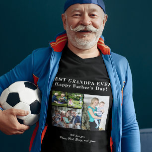 最高のGrandpa Ever love you photo collage black Tシャツ