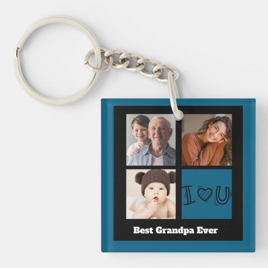 最高のGrandpa Ever Photo collage キーホルダー (正面)