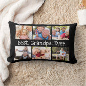 最高のGrandpa Ever Photo Collage in Black モダン ランバークッション (ブランケット)