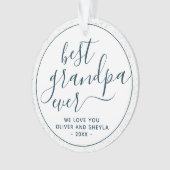 最高のGrandpa Ever Script Photo on Back Keepsake オーナメント (正面)