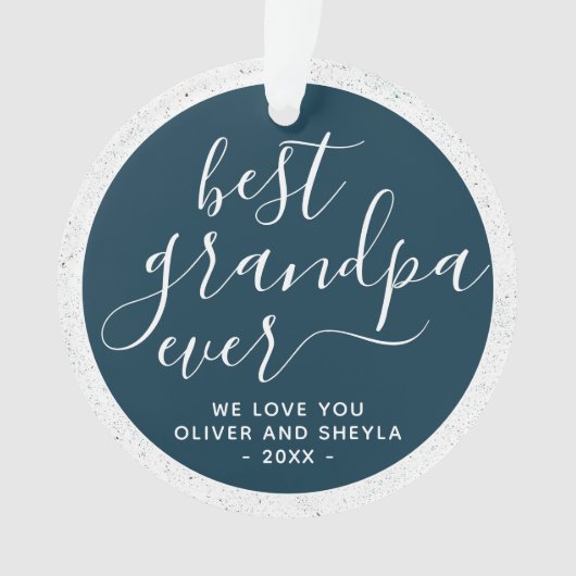 最高のGrandpa Ever Script Photo on Back Keepsake O オーナメント (正面)