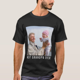 最高のGrandpa Ever Si祖父とベビーフォトブラック Tシャツ