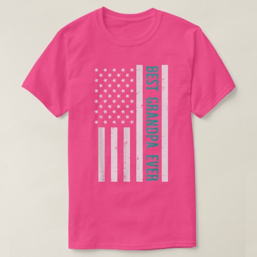 最高のGrandpa Ever US Flagヴィンテージファーザデイパー Tシャツ (デザイン正面)