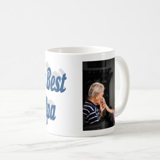 最高のGrandpa photo sea blue文字 コーヒーマグカップ (正面右)