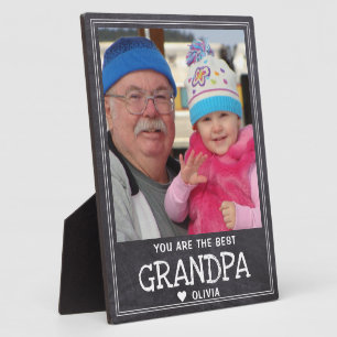 最高のGrandpa Surg孫Photo 素朴 Chalkboard フォトプラーク