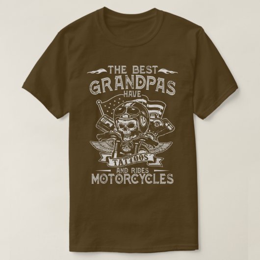 最高のGrandpasはタトゥーと乗りオートバイBiを持つ Tシャツ (デザイン正面)