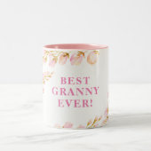 最高のGRANNY EVERかわいらし水色フローラピンク ツートーンマグカップ (中央)