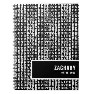 最高のLife Ever Black with White文字パーソナライズされた ノートブック