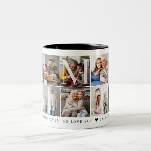 最高のMimi Ever、10枚のおばあちゃんの写真グリッドギフト ツートーンマグカップ (中央)