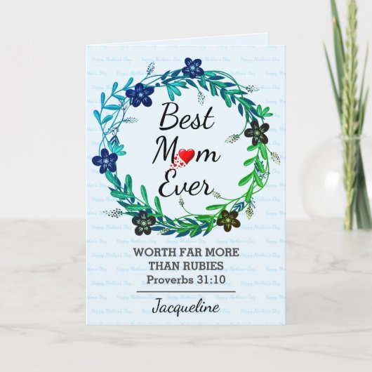 最高のMOMが31フローラ·マザーズ·デイ·ブルーを宣伝 カード (正面)