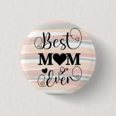 最高のMomのタイポグラフィスクリプトPink Boho Lines 缶バッジ (正面)