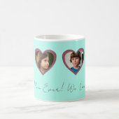 最高のMomアクアティール（緑がかった色）ハート4人の子供フォトコラージュ コーヒーマグカップ (中央)