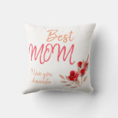 最高のMomスクリプト赤水カラーバラフローラ クッション (裏面)