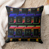 最高のMomフィルタカラー付きブロック黒い背景 クッション (ブランケット)