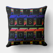 最高のMomフィルタカラー付きブロック黒い背景 クッション (裏面)