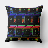 最高のMomフィルタカラー付きブロック黒い背景 クッション (正面)