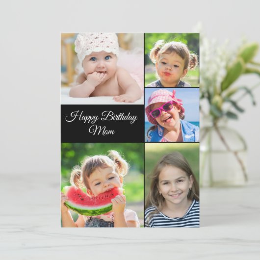 最高のMomフォトコラージュ誕生日フラットカード (スタンド正面)