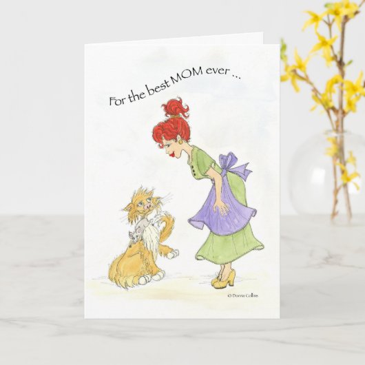 最高のMOM&CAT誕生日カード カード (黄色い花)