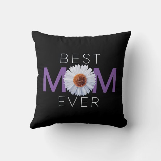 最高のMom Everとデイジーイメージプリント(紫V1) クッション (裏面)