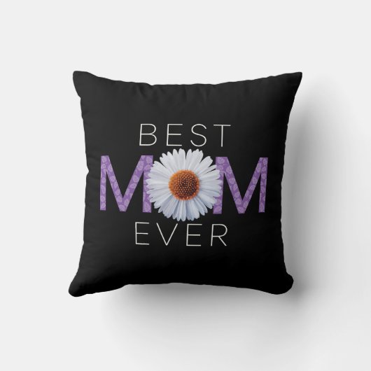 最高のMom Everとデイジーイメージプリント(紫V2) クッション (裏面)