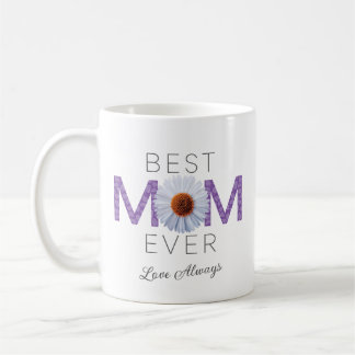 最高のMom Everとデイジーイメージプリント（紫V2） コーヒーマグカップ