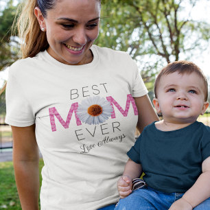 最高のMom Everとデイジープリント(Pink V2) Tシャツ