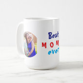 最高のMom Everとパーソナライズされたキスカスタム写真 コーヒーマグカップ (正面左)