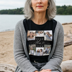 最高のMom Everのスクリプエレガントトハート写真コラージュ トライブレンドTシャツ