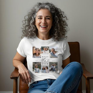 最高のMom Everのスクリプエレガントトハート写真コラージュ トライブレンドTシャツ