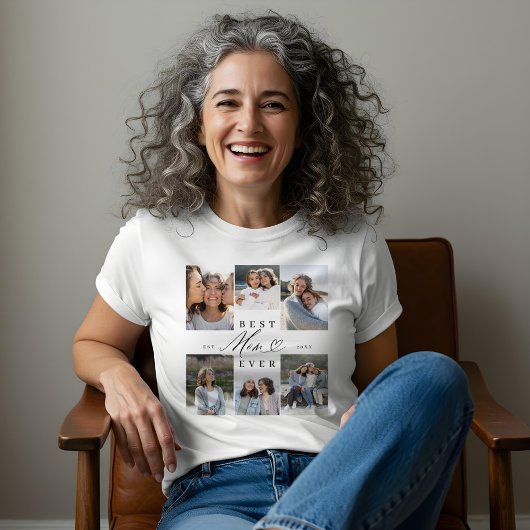 最高のMom Everのスクリプエレガントトハート写真コラージュ トライブレンドTシャツ