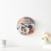 最高のMom Everカスタム photo keepsakeレトロストライプ ラウンド壁時計 (ホーム)