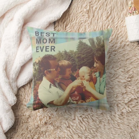 最高のMom Everカスタムphoto keepsake plaid pastel クッション (ブランケット)