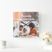 最高のMom Everカスタムphoto keepsake retro waves スクエア壁時計 (ホーム)