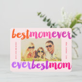最高のMom Everカラフル Brashed Script写真モダン Photo カード (スタンド正面)
